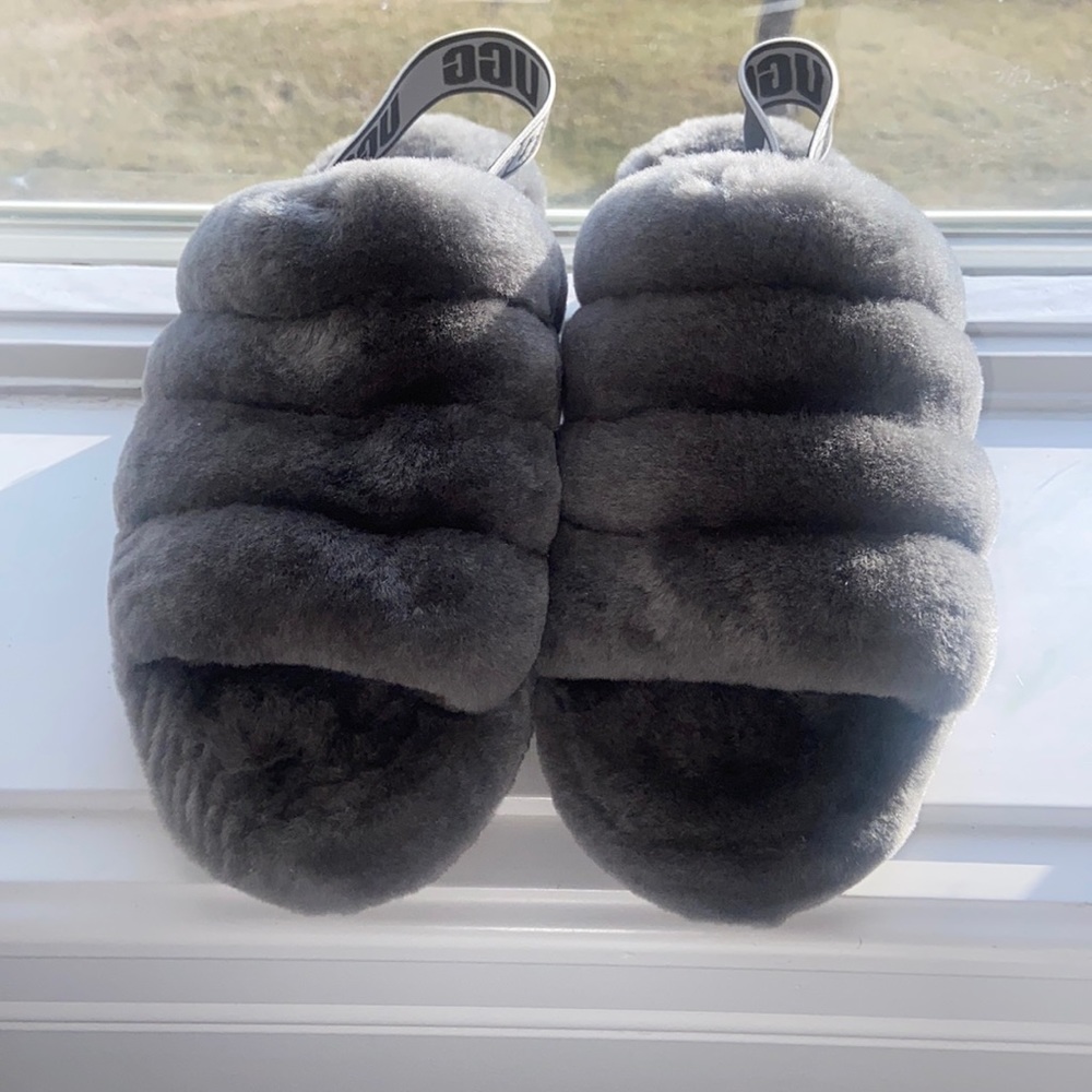UGG Fluff Yeah Slide Charcoal Women’s 8